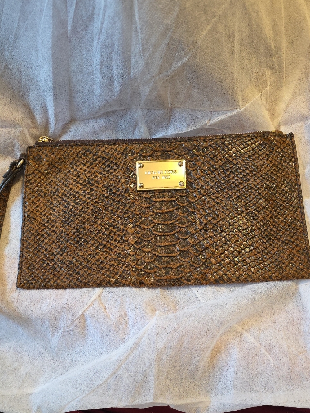 Michael Kors Jet Set Large Python Snake Skin Embossed Leather Wristlet